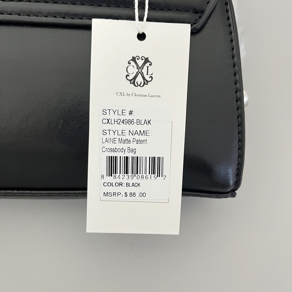 CXL Christian Lacroix Crossbody Bag Women's Small Black Laine Matte Patent - Picture 4 of 6